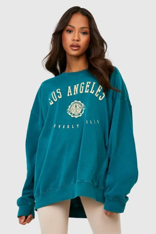 Teal "Los Angeles" Sweatshirt with Cream Leggings